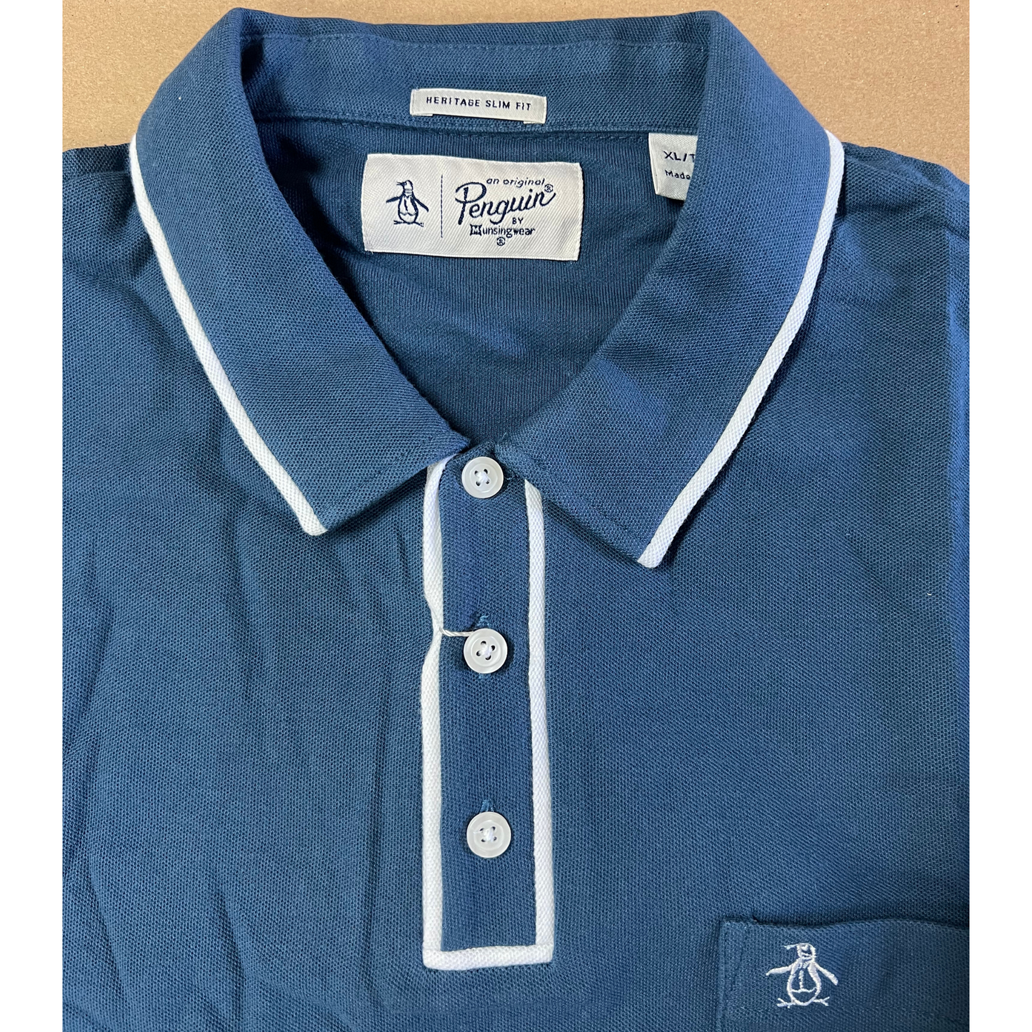 PENGUIN- Polo blu con taschino