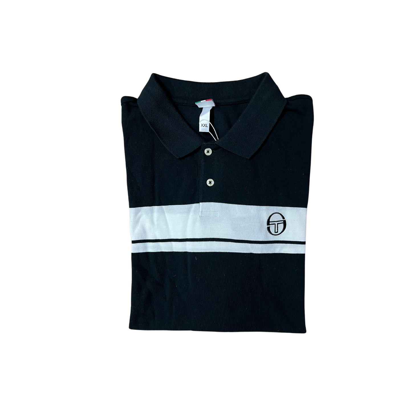 SERGIO TACCHINI- Polo nera con striscia bianca