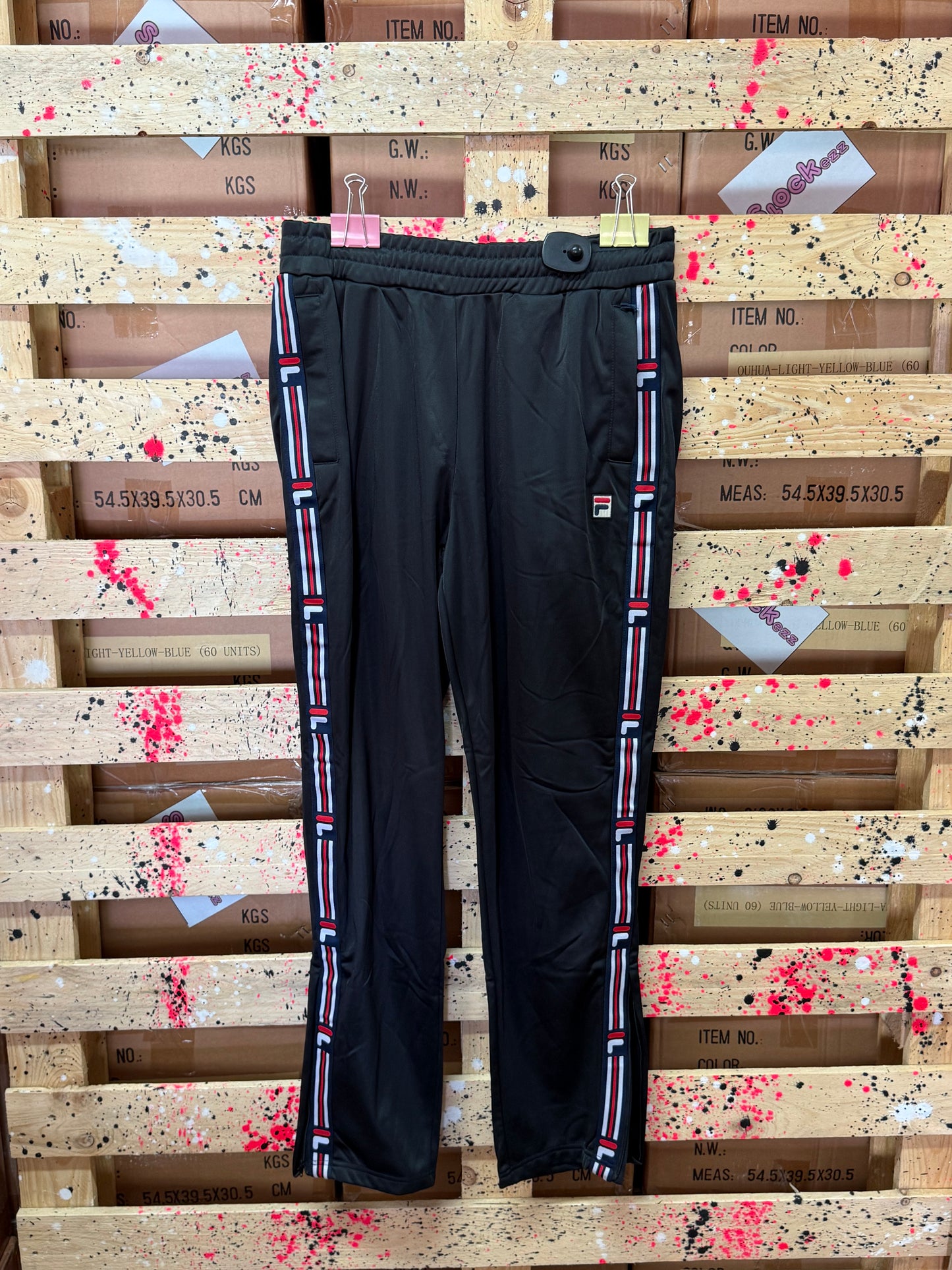 FILA - Pantalone tuta nero con banda laterale