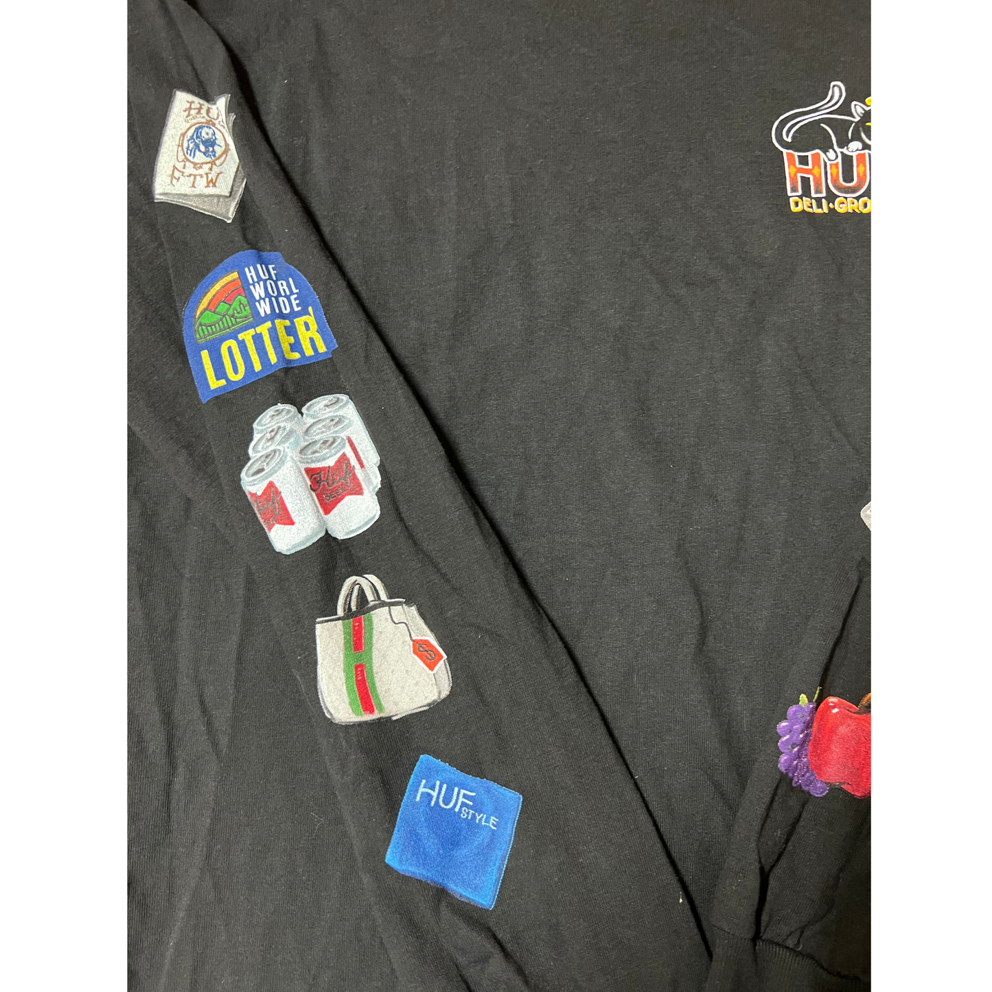 HUF- Maglietta a maniche lunghe nera con stampe