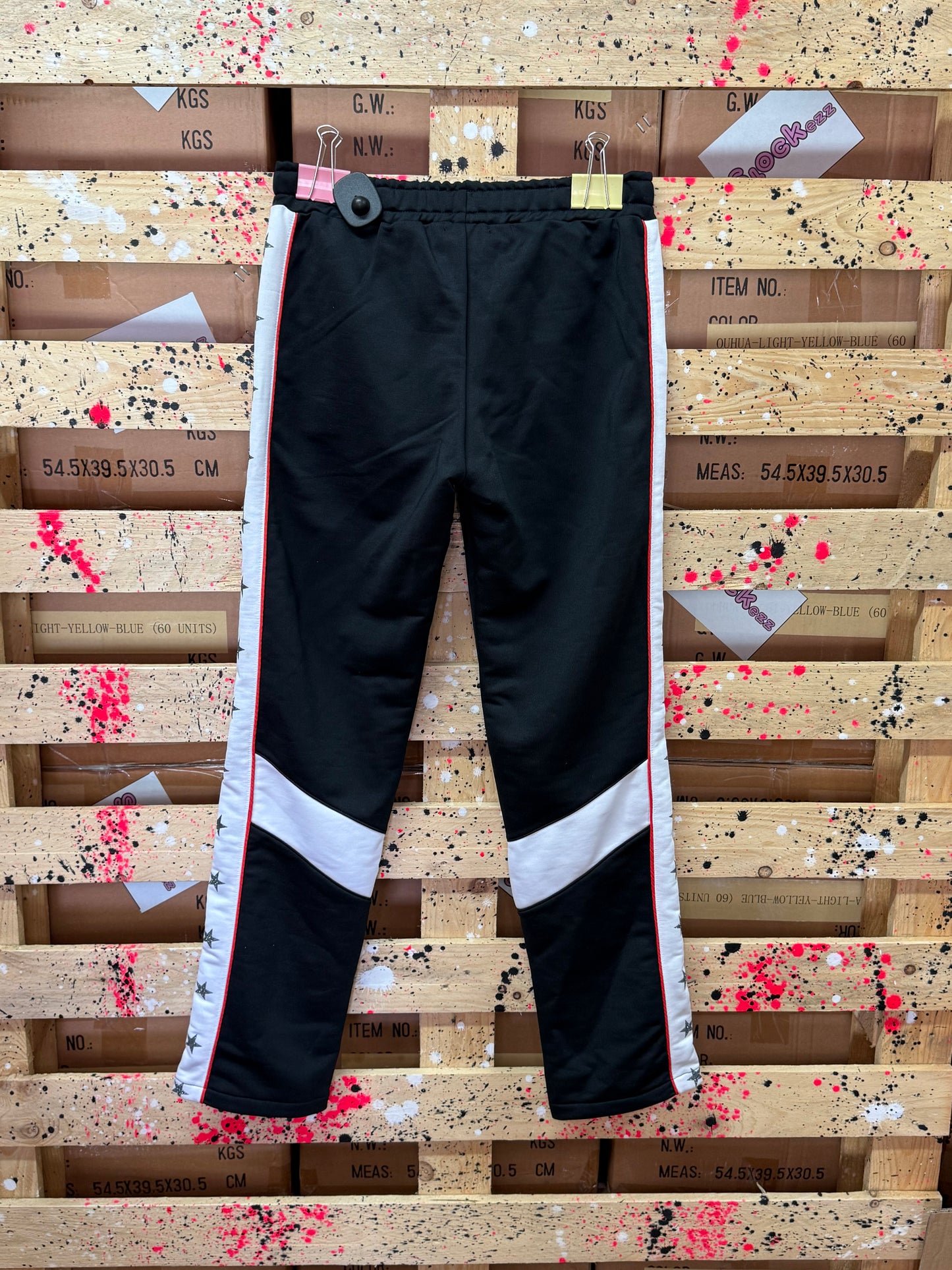 SHOP-ART - Pantalone di tuta donna nero con bottoni laterali