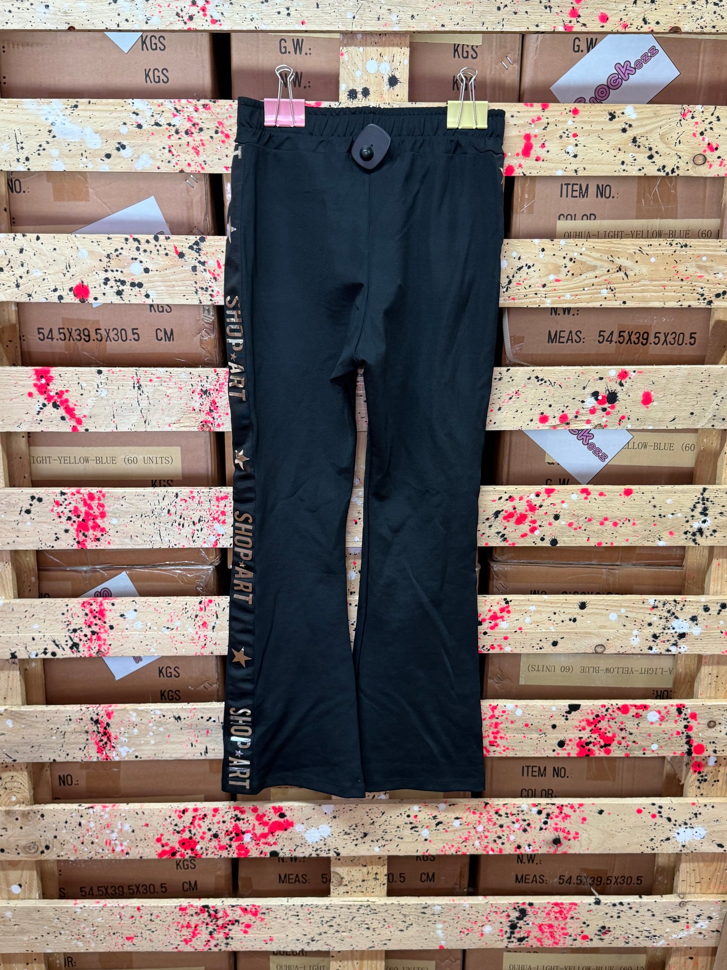 SHOP-ART - Pantalone di tuta donna nero con logo laterale