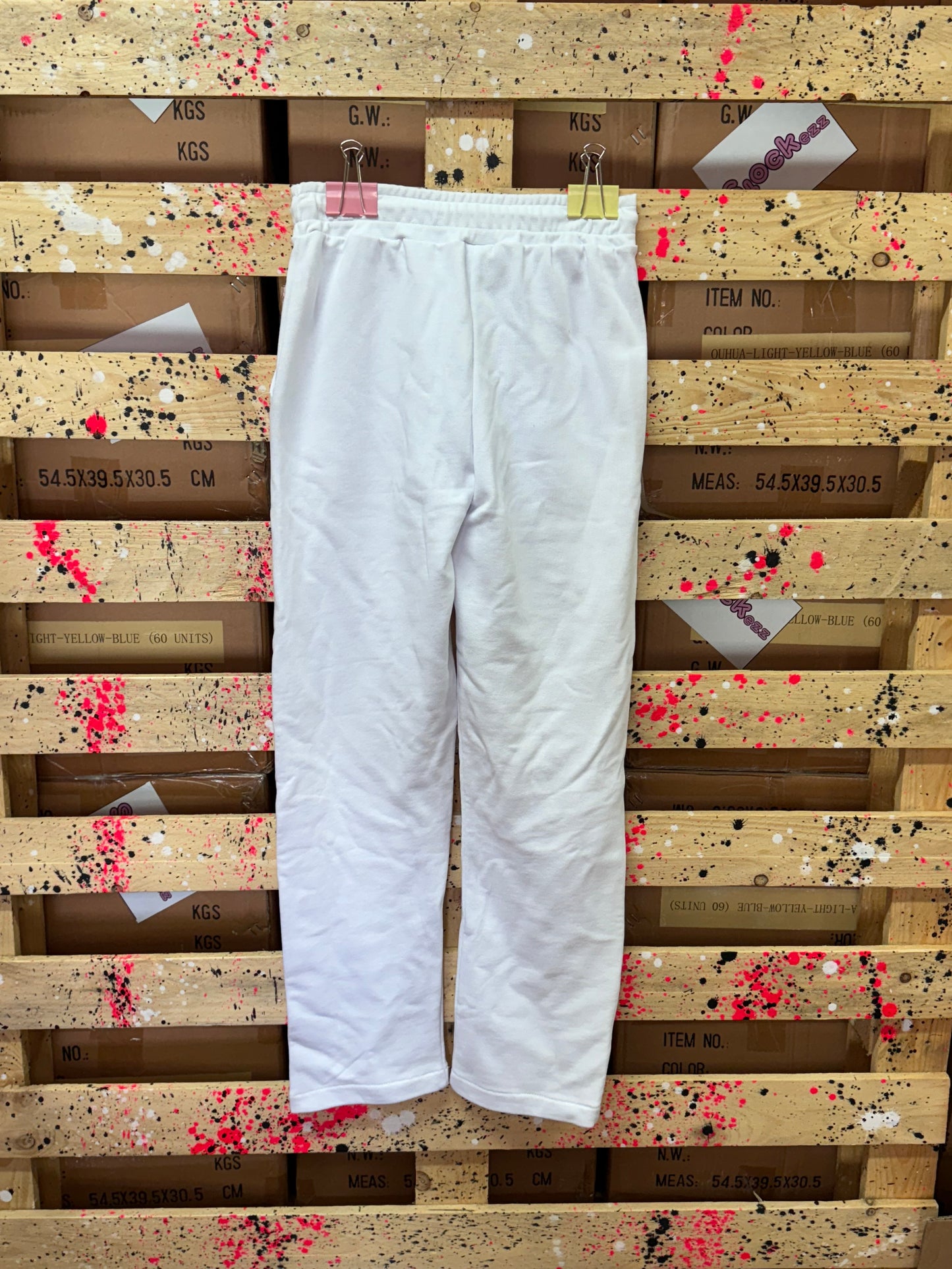 KEJO - Pantalone di tuta donna bianco con bottoni laterali