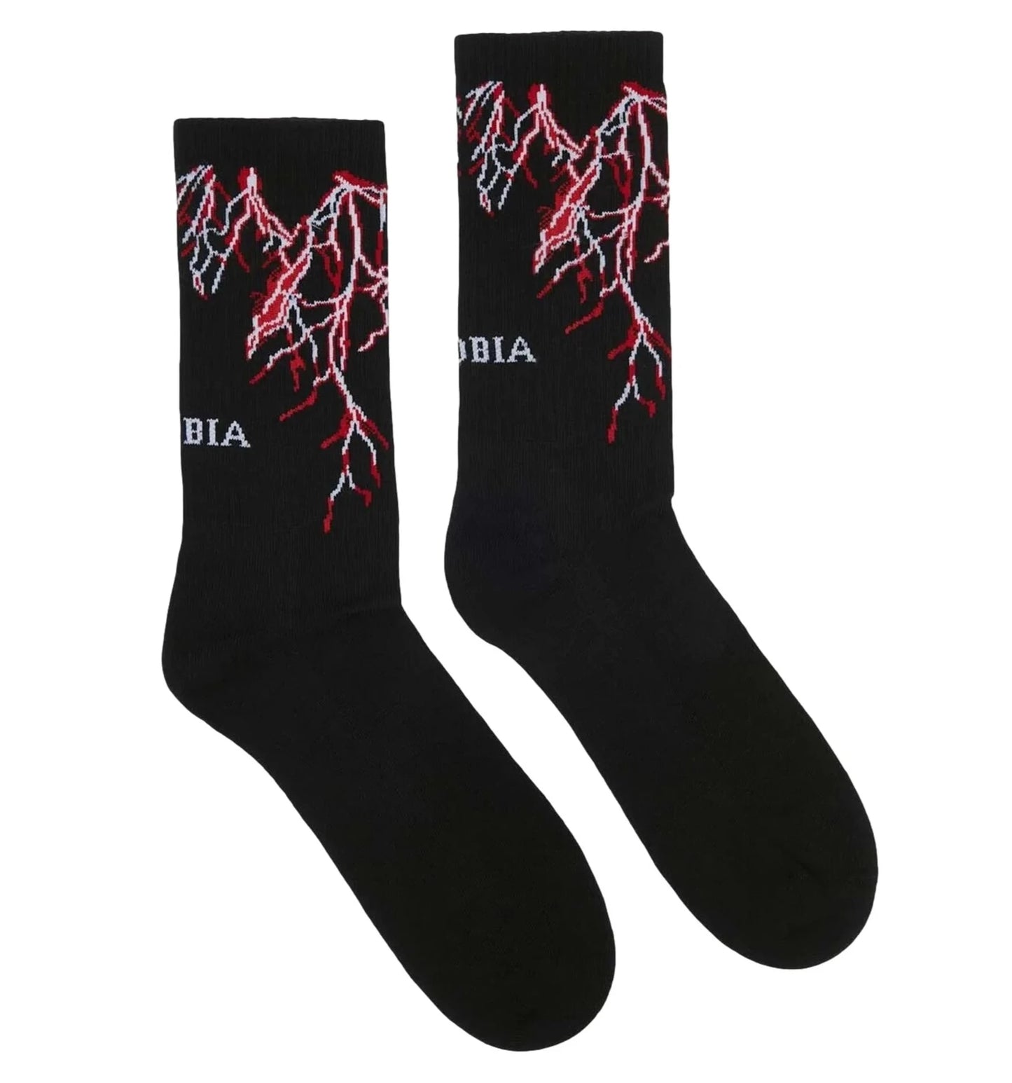 PHOBIA Lightning Red Socks Black
