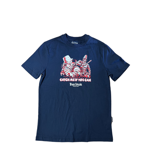 THREE-STROKE- T-shirt blu con stampa