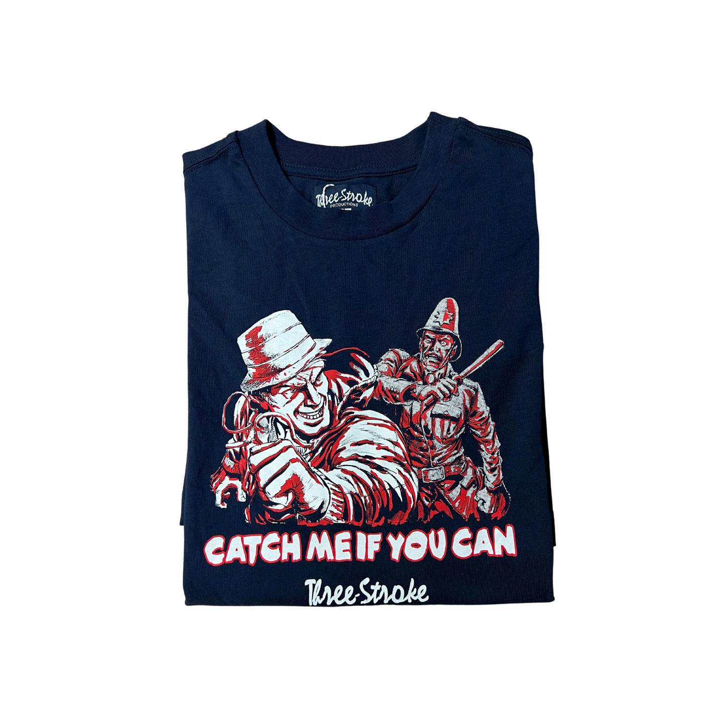 THREE-STROKE- T-shirt blu con stampa