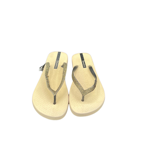IPANEMA- INFRADITO BEIGE CON NASTRO NERO GLITTERATO