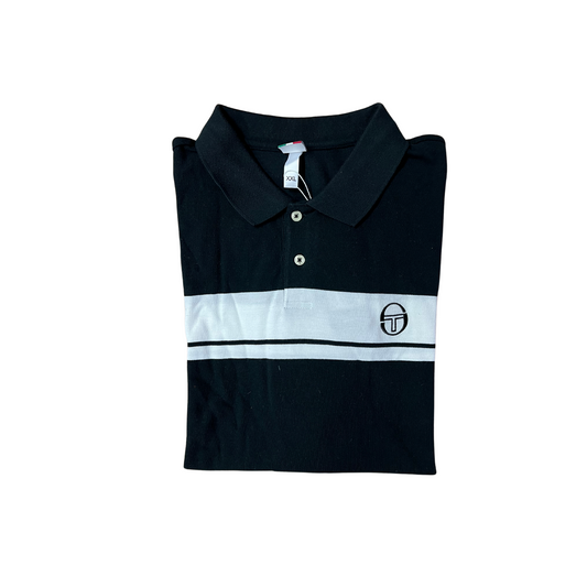 SERGIO TACCHINI- Polo nera con striscia bianca