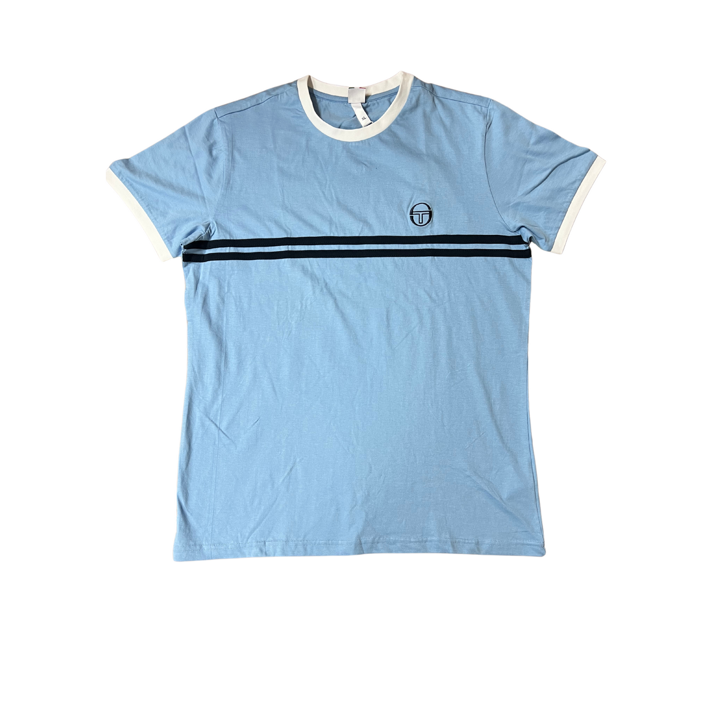SERGIO TACCHINI- T-shirt celeste con striscia blu