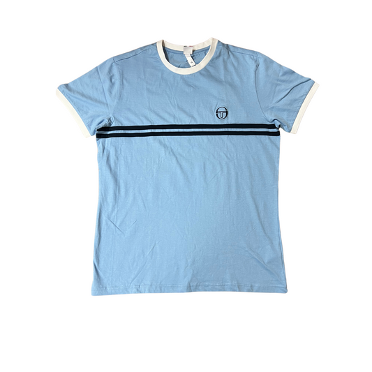 SERGIO TACCHINI- T-shirt celeste con striscia blu