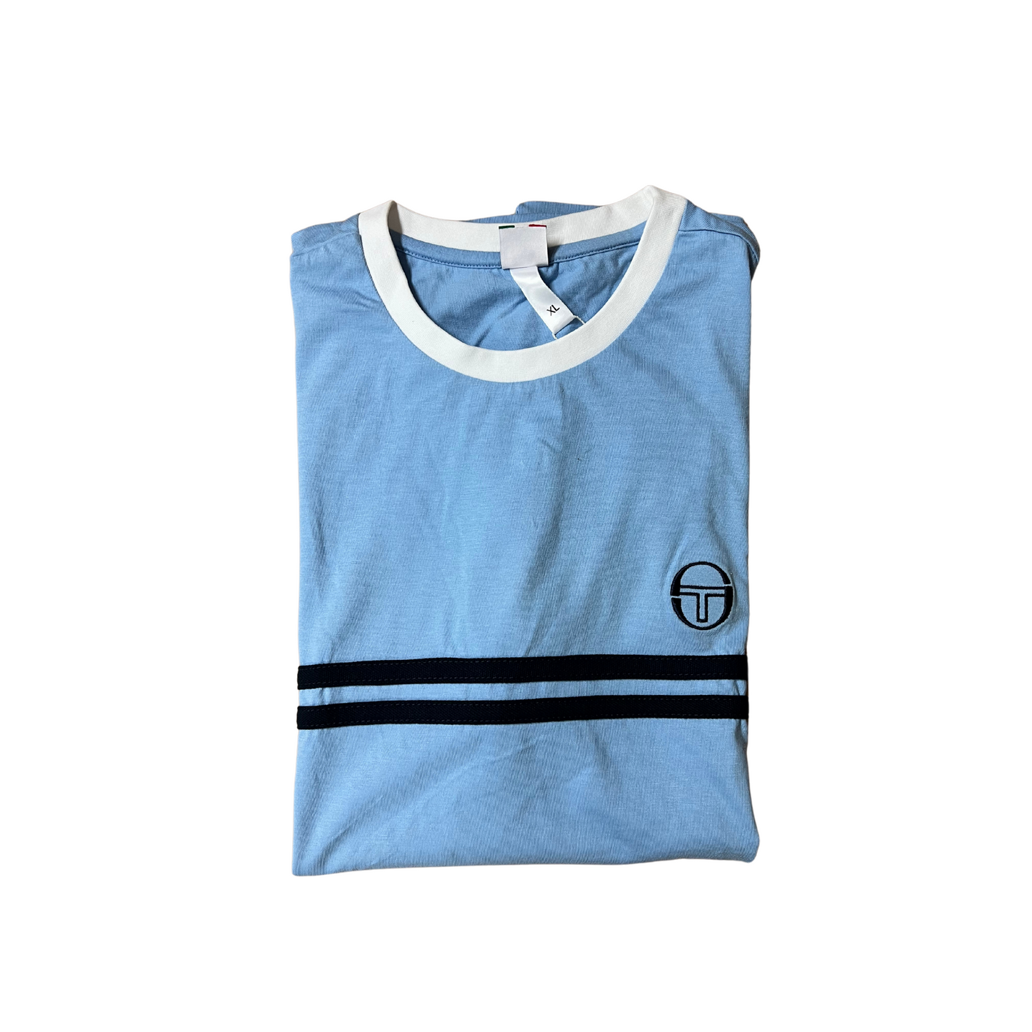 SERGIO TACCHINI- T-shirt celeste con striscia blu