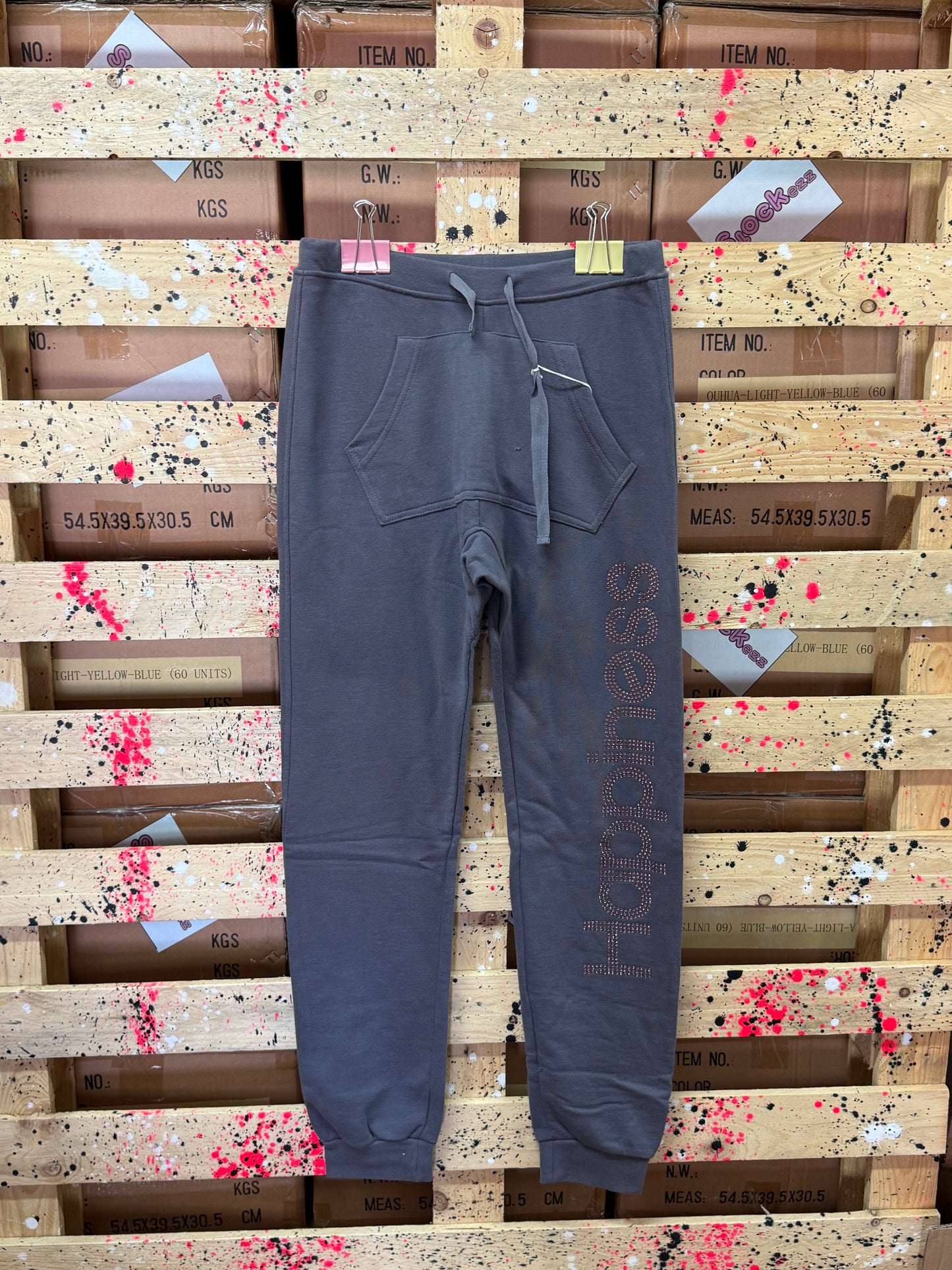 HAPPINESS - Pantalone tuta donna grigio