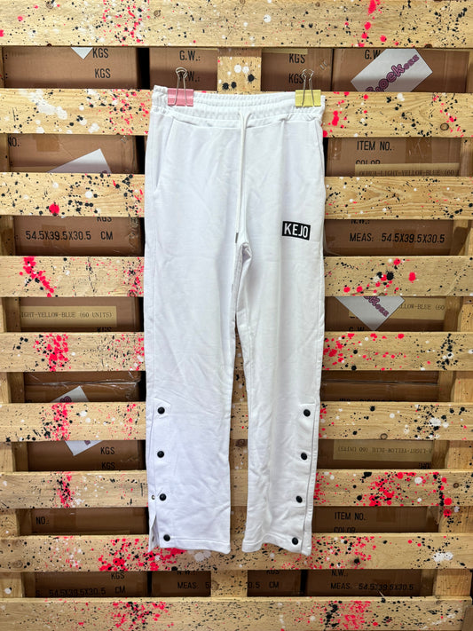 KEJO - Pantalone di tuta donna bianco con bottoni laterali