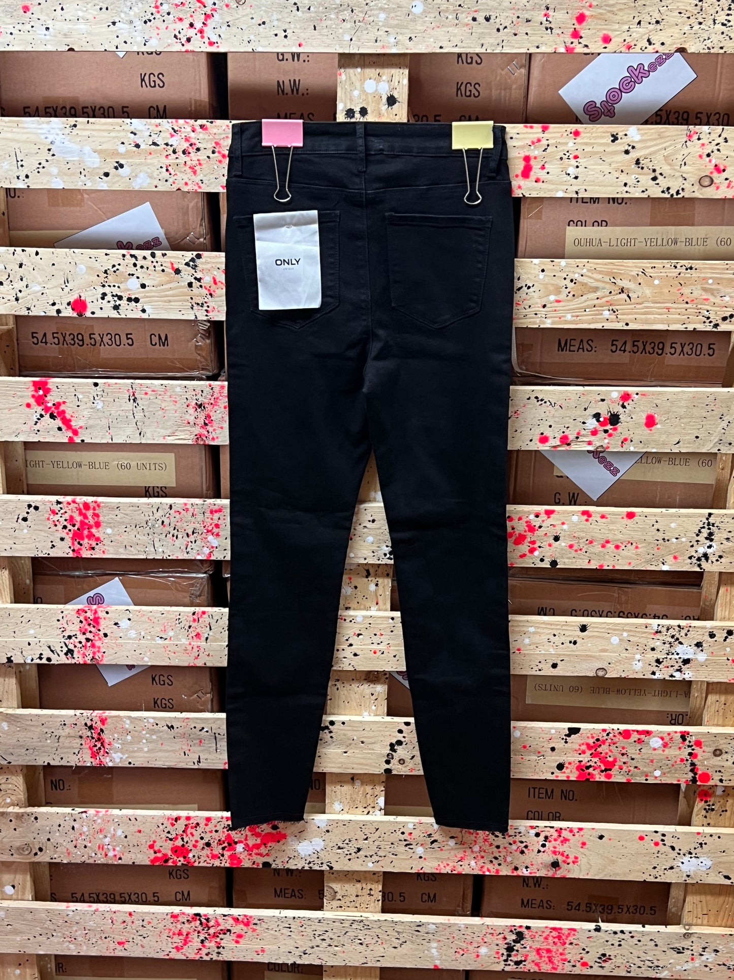 ONLY- Jeans nero con striscia in oro