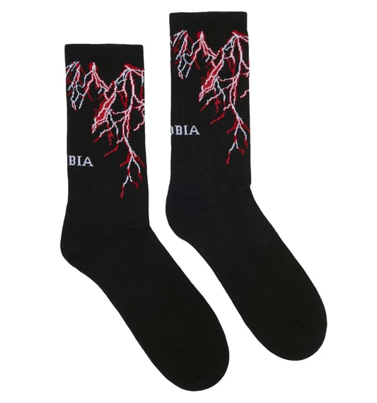 PHOBIA Lightning Red Socks Black