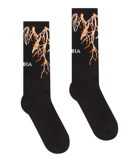 PHOBIA Lightning Orange Socks Black