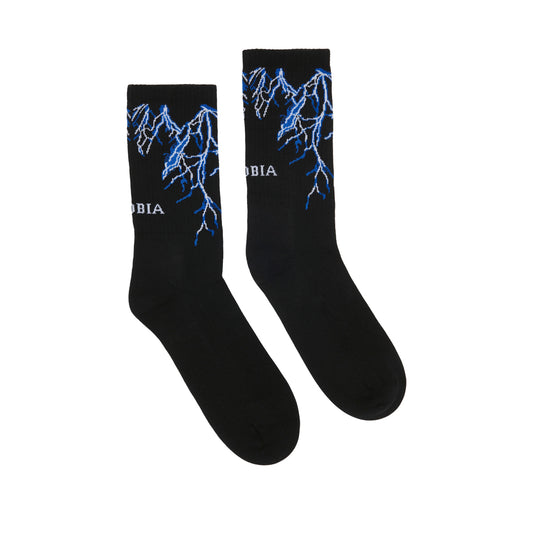 PHOBIA Lightning Blue Socks Black